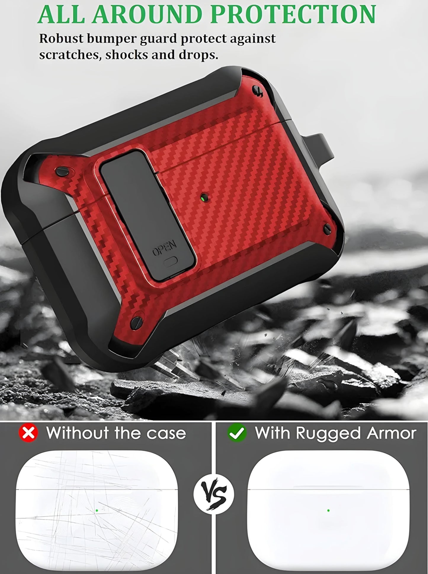 Carbon Fibre Case with Lock Button for Airpods Pro (Gen 1)