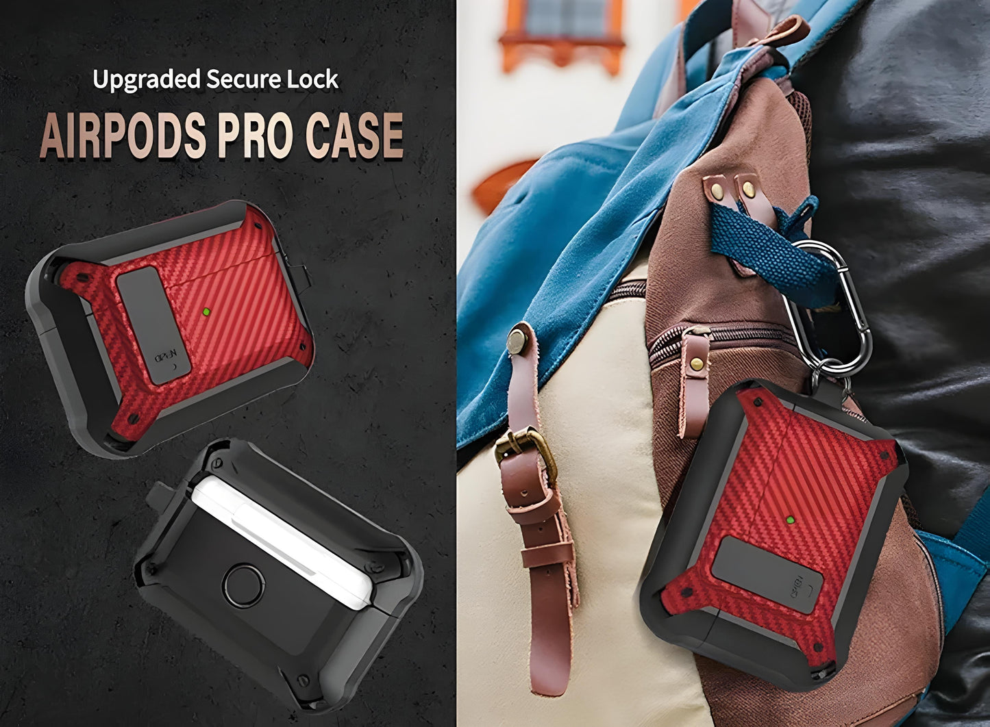 Carbon Fibre Case with Lock Button for Airpods Pro (Gen 1)